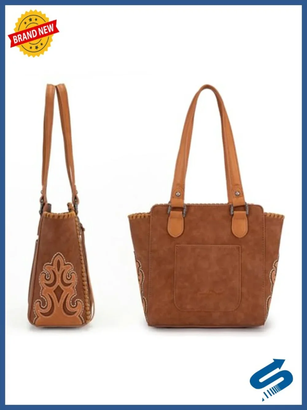 Studded PU Leather Tote with Fringe Tassel, Medium Shoulder Bag Cowgirl Style